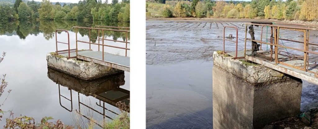 vidange d'un plan d'eau (avant / après)